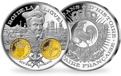 Frappe en argent pur 2000 ans d'histoire monétaire française: «Ecu d’or Charles X roi de la Ligue 1591»